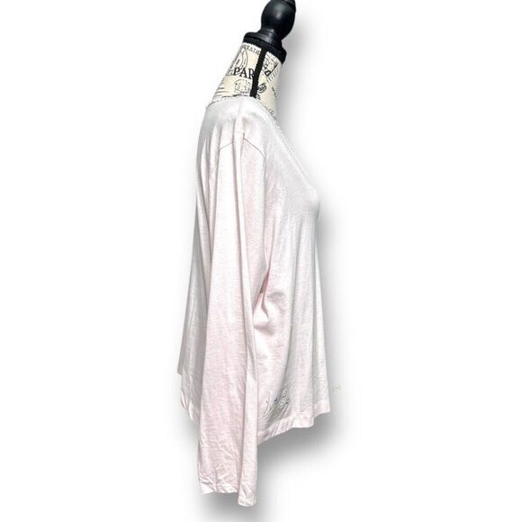 Charter Club Intimates L Pink Pajama Top NWT Floral Beaded Cotton Sleep Shirt - Picture 4 of 7